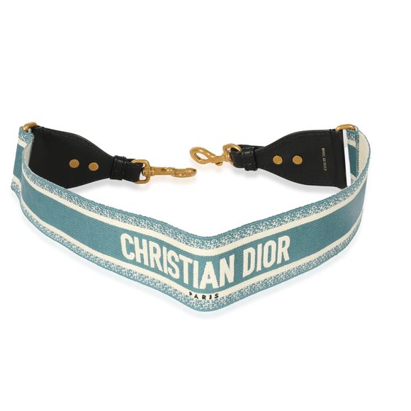 Christian Dior Blue Canvas Logo Embroidered Strap - Picture 1 of 3